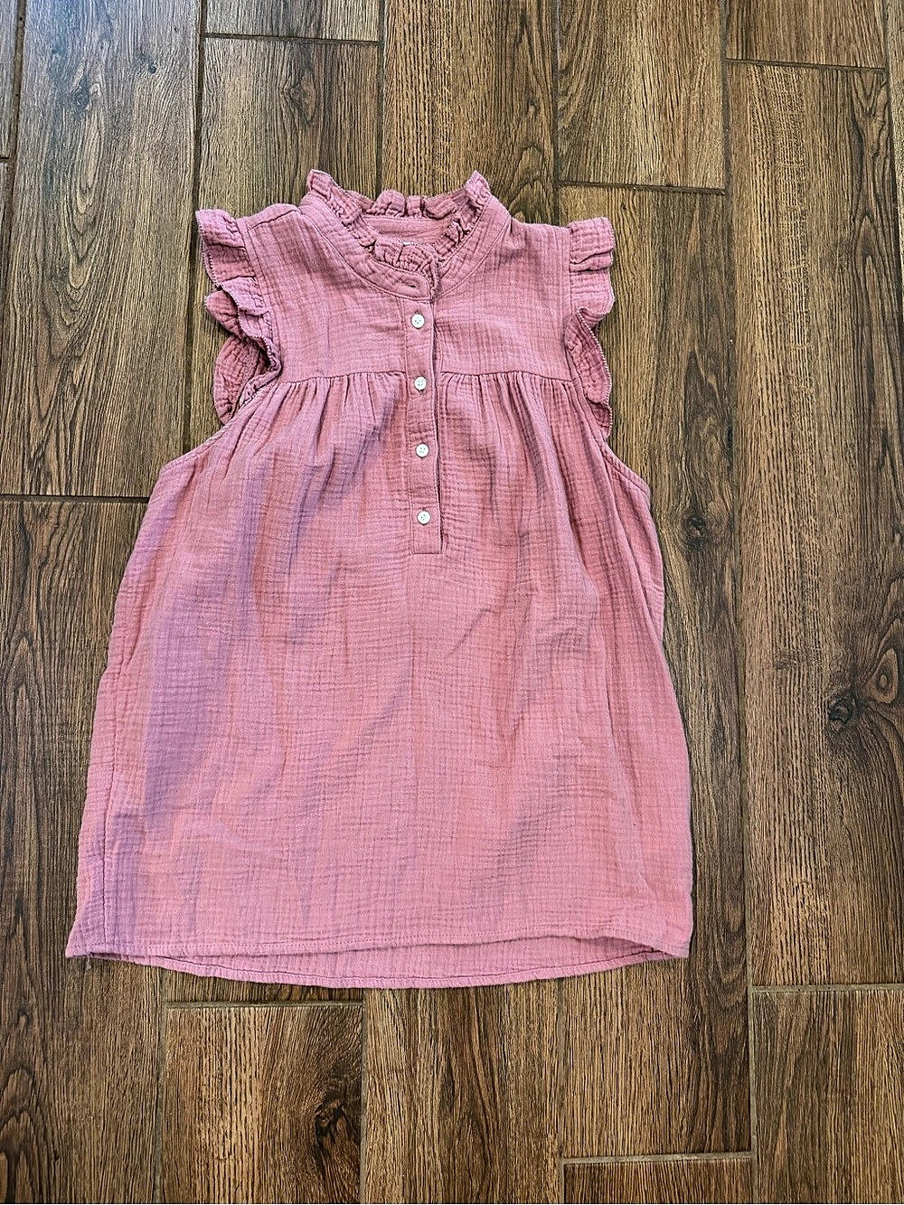 J.Crew Gauze Smocked Ruffleneck Top Pink Girls XS
